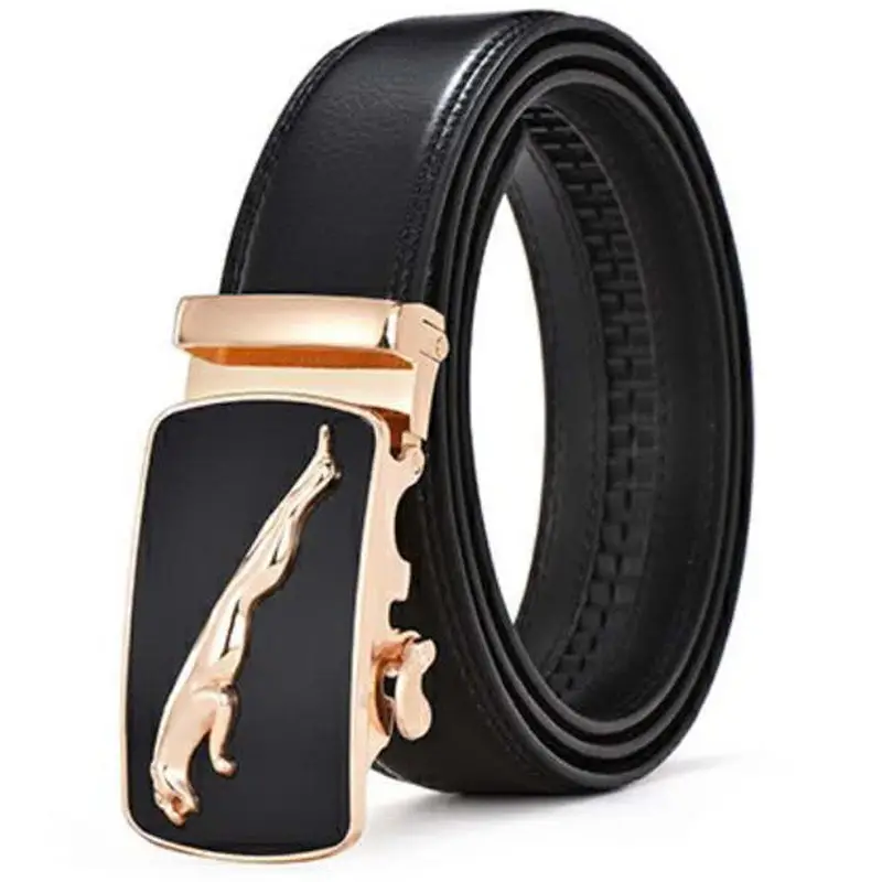 Black Leather Belt for Men Automatic Buckle