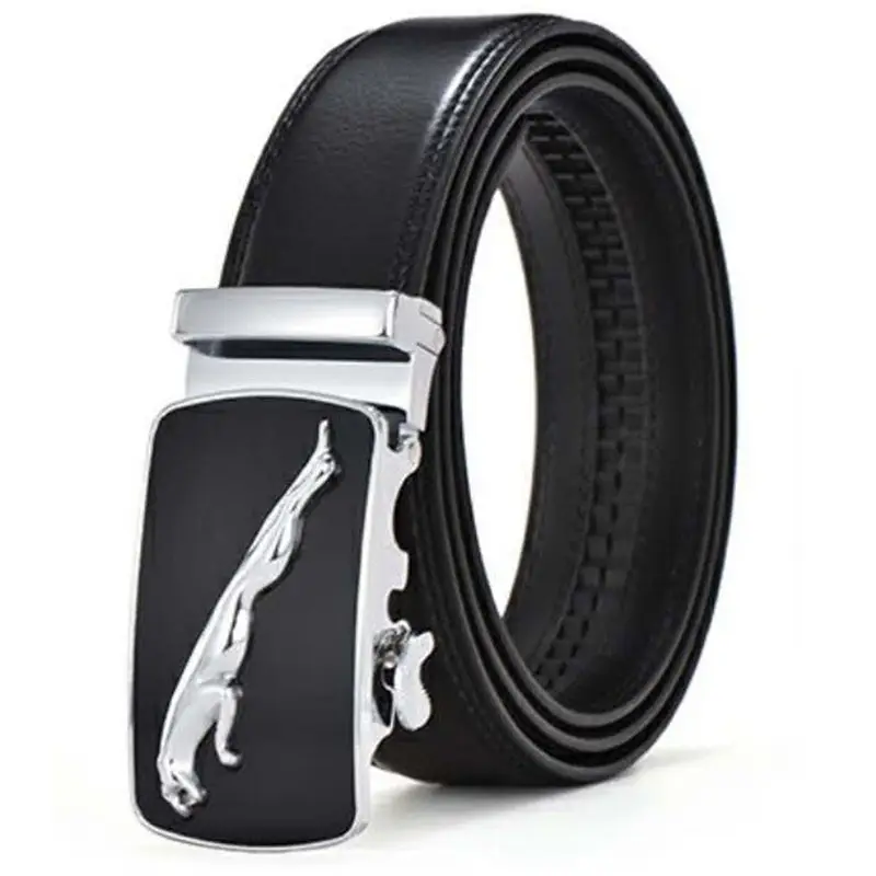 Black Leather Belt for Men Automatic Buckle