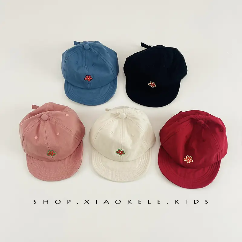 Red Floral Baby Cap for Girls Soft Bristle Hat - Image 6
