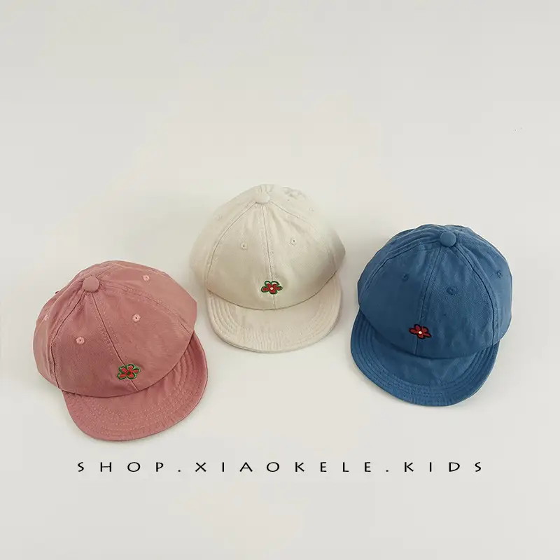 Red Floral Baby Cap for Girls Soft Bristle Hat - Image 7