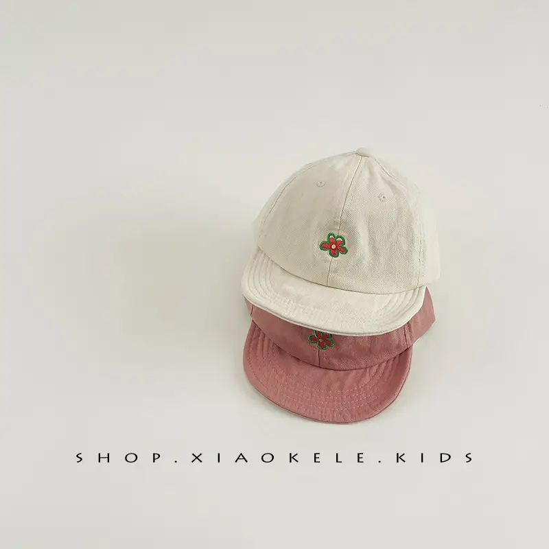 Red Floral Baby Cap for Girls Soft Bristle Hat - Image 9