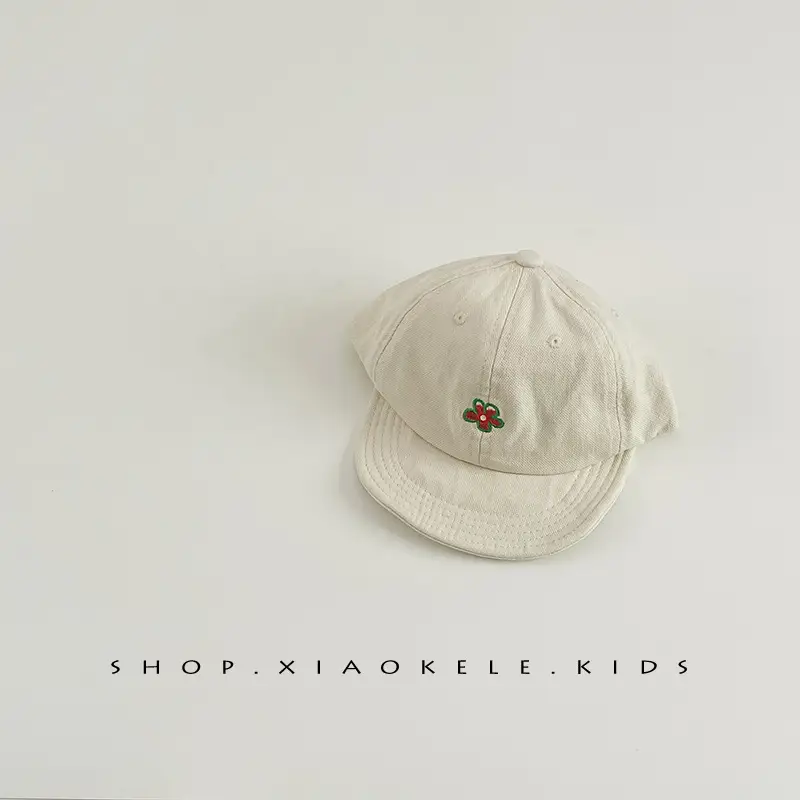 Red Floral Baby Cap for Girls Soft Bristle Hat - Image 2