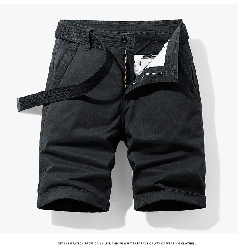 Men's Grey Tooling Shorts Summer Casual Loose Fit — feature 13