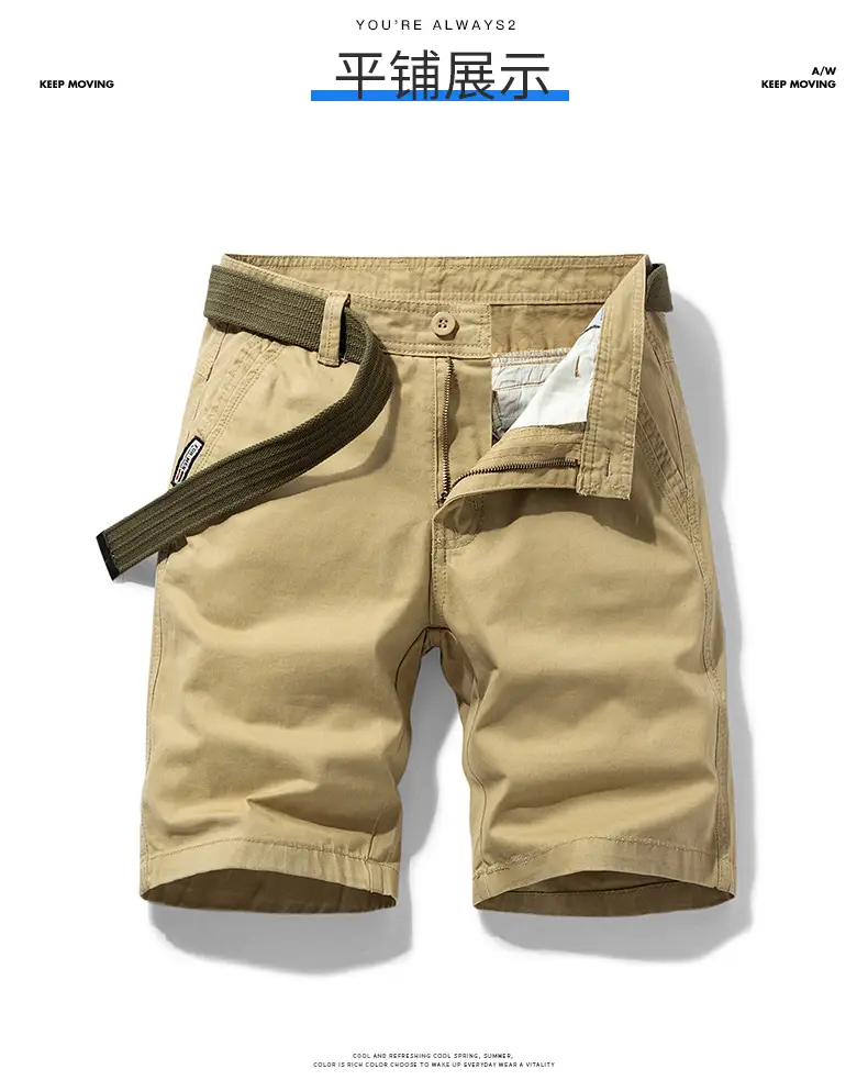 Men's Grey Tooling Shorts Summer Casual Loose Fit — feature 7