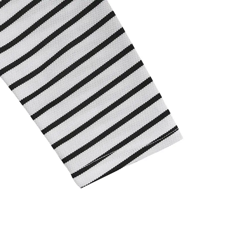 Men Striped Long Sleeve Henry T-Shirt Black White — feature 10