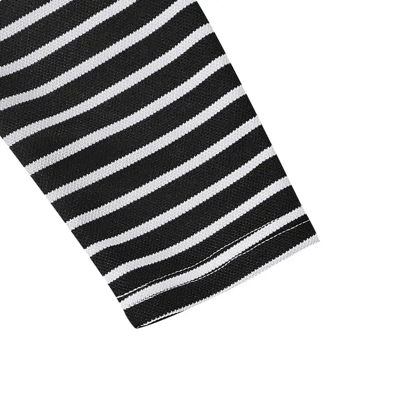 Men Striped Long Sleeve Henry T-Shirt Black White — feature 26