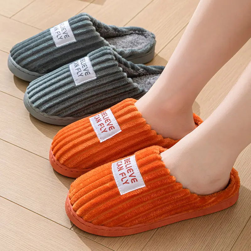 Women Cotton Wool Slippers Winter Warm Yellow Indoor - Image 7