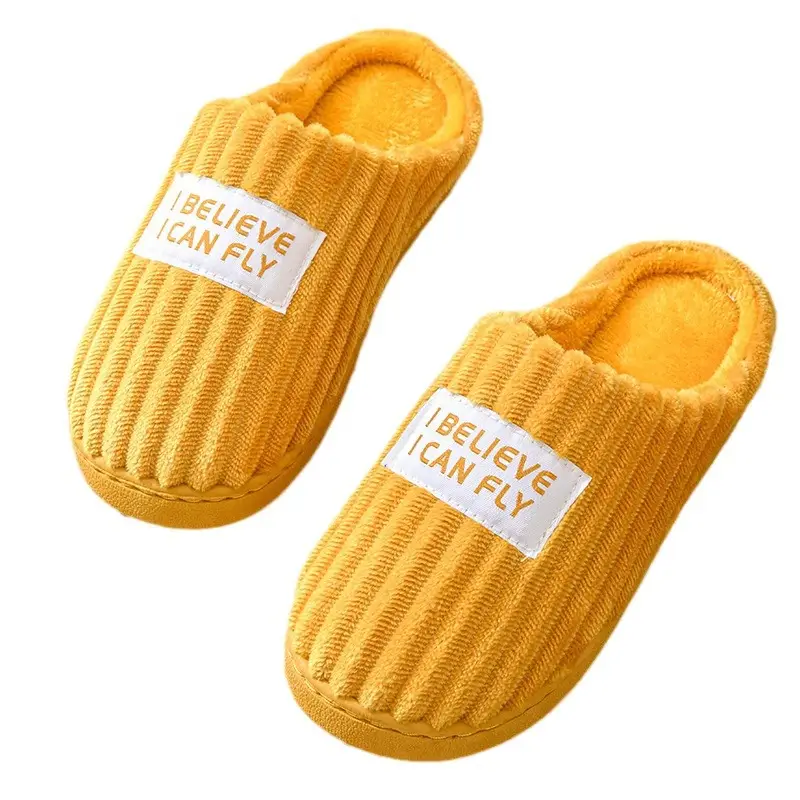 Women Cotton Wool Slippers Winter Warm Yellow Indoor - Image 10