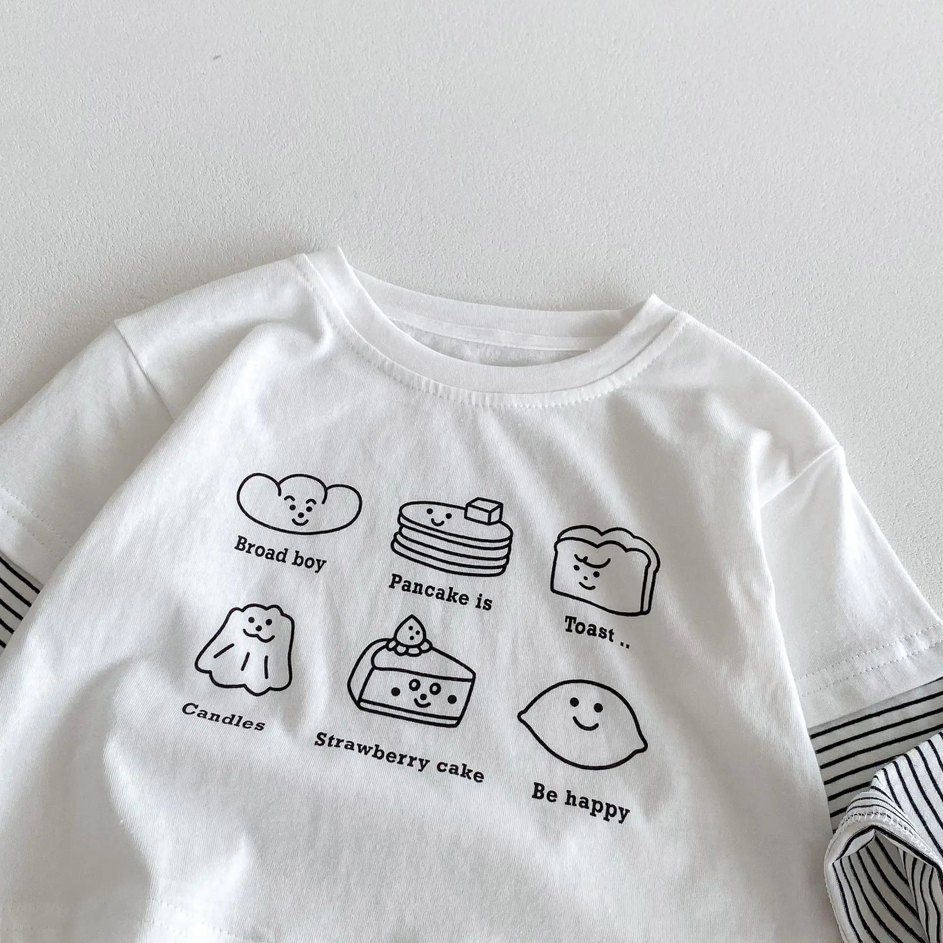 Children's White Cartoon T-Shirt 0-5Yr Boys Autumn - Image 3