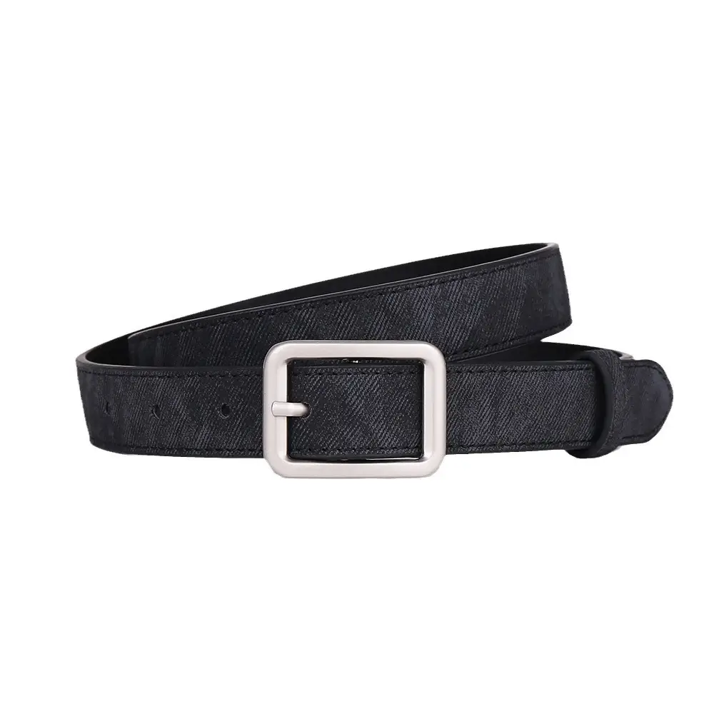 Women Blue Leather Belt with Silver Buckle for Jeans - Image 8