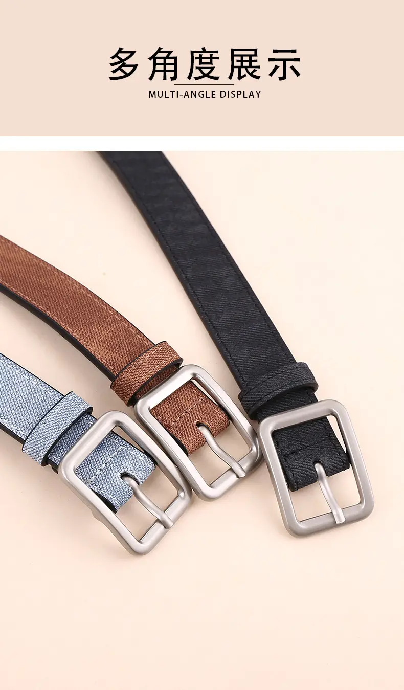 Women Blue Leather Belt with Silver Buckle for Jeans — feature 13