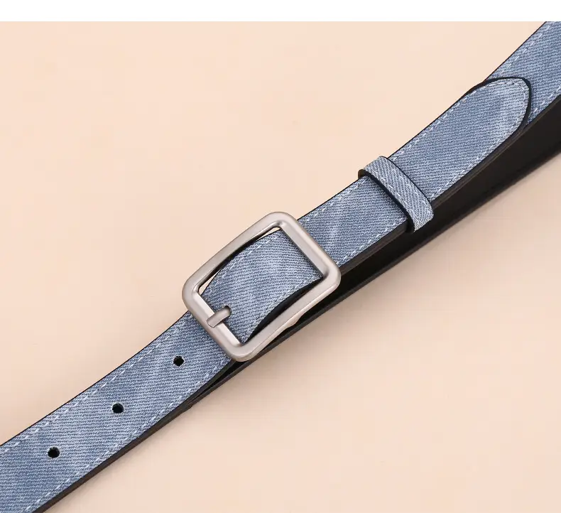 Women Blue Leather Belt with Silver Buckle for Jeans — feature 16