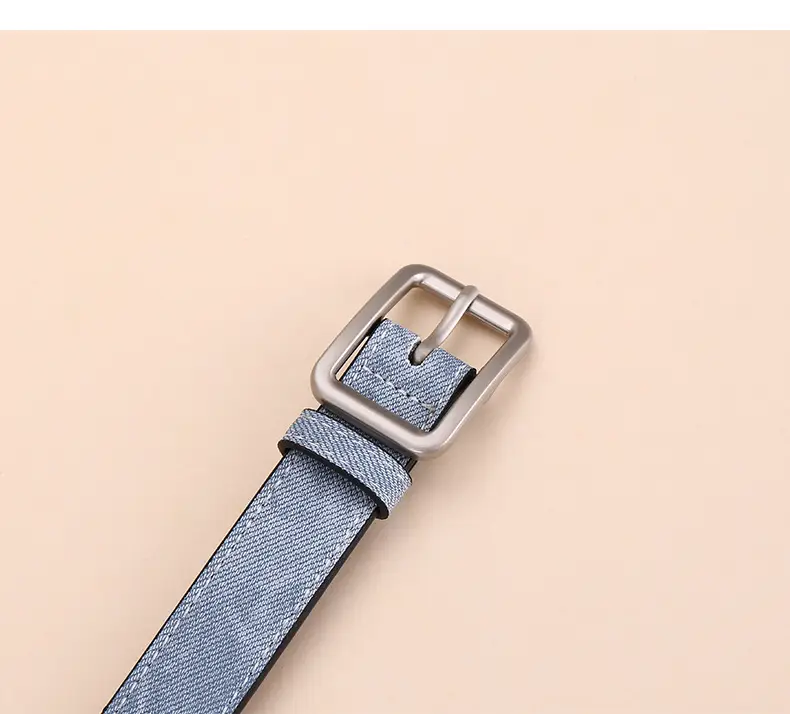 Women Blue Leather Belt with Silver Buckle for Jeans — feature 18