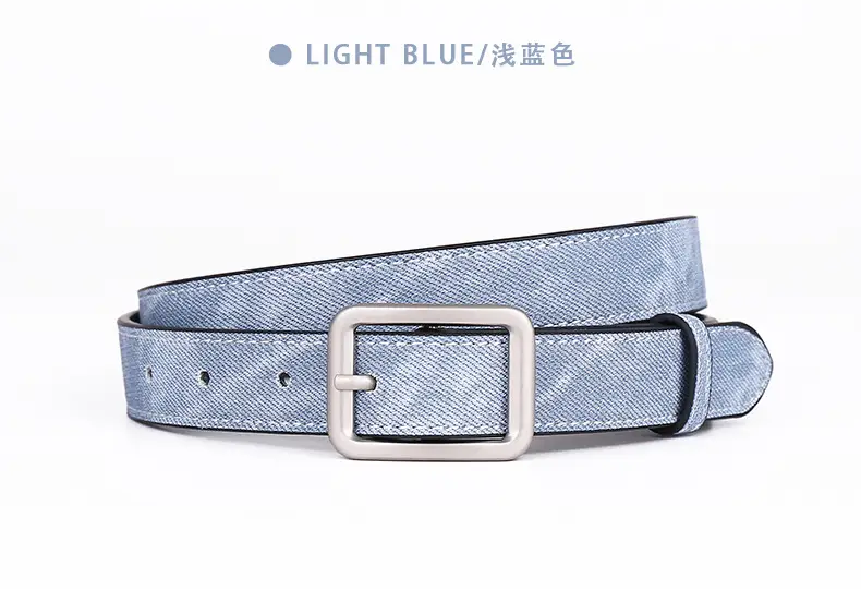 Women Blue Leather Belt with Silver Buckle for Jeans — feature 22