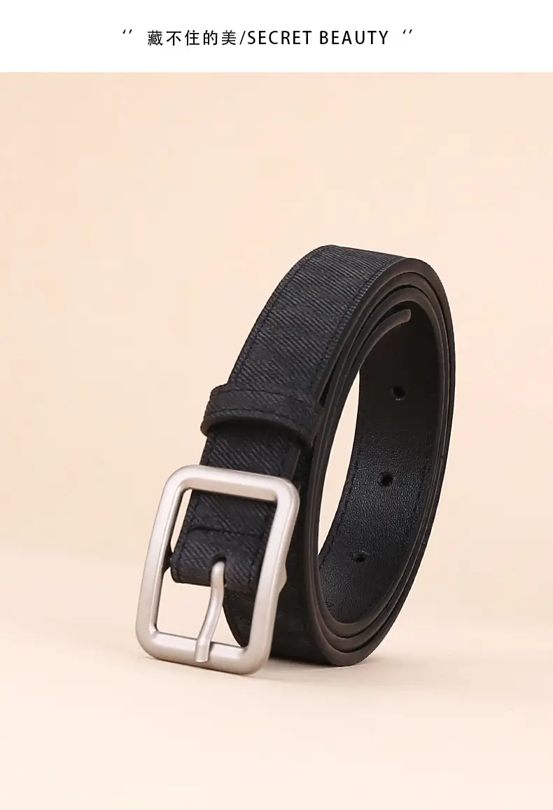 Women Blue Leather Belt with Silver Buckle for Jeans — feature 4