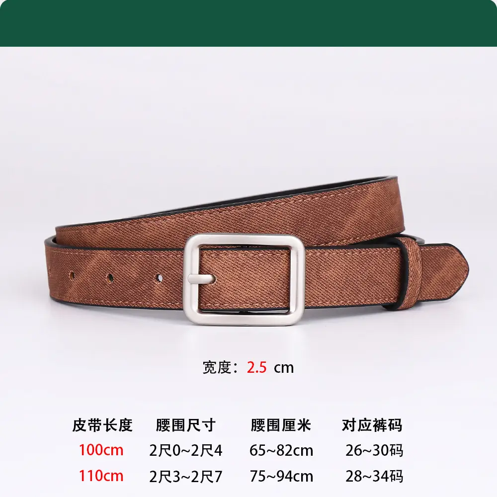 Women Blue Leather Belt with Silver Buckle for Jeans - Image 2