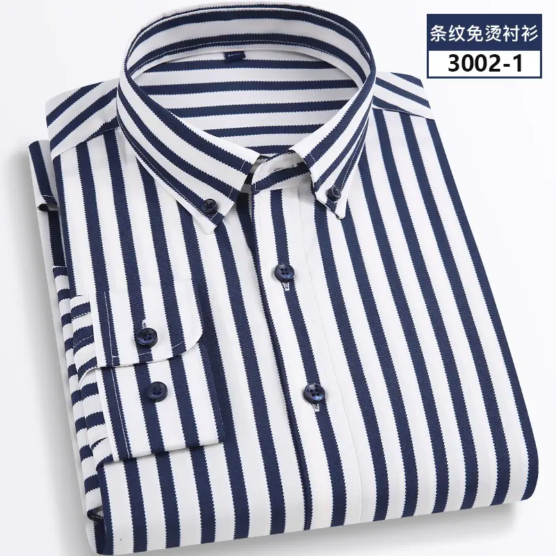 Men Striped Stretch Button Shirt Black Beige — feature 11
