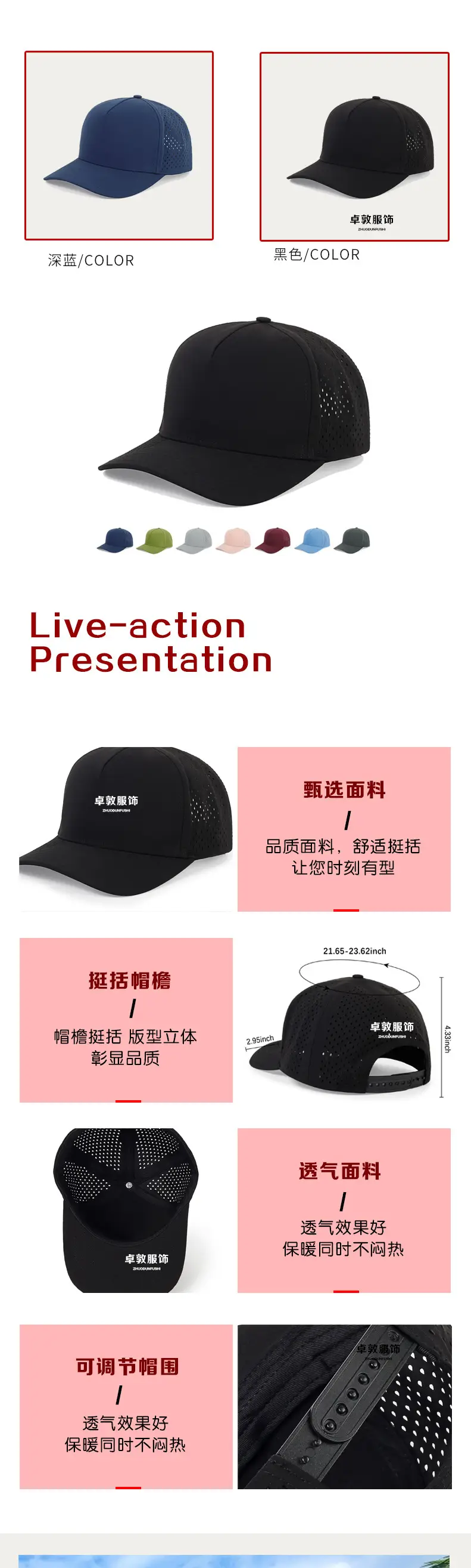 Blue Laser Perforated Men's Travel Cap — feature 5