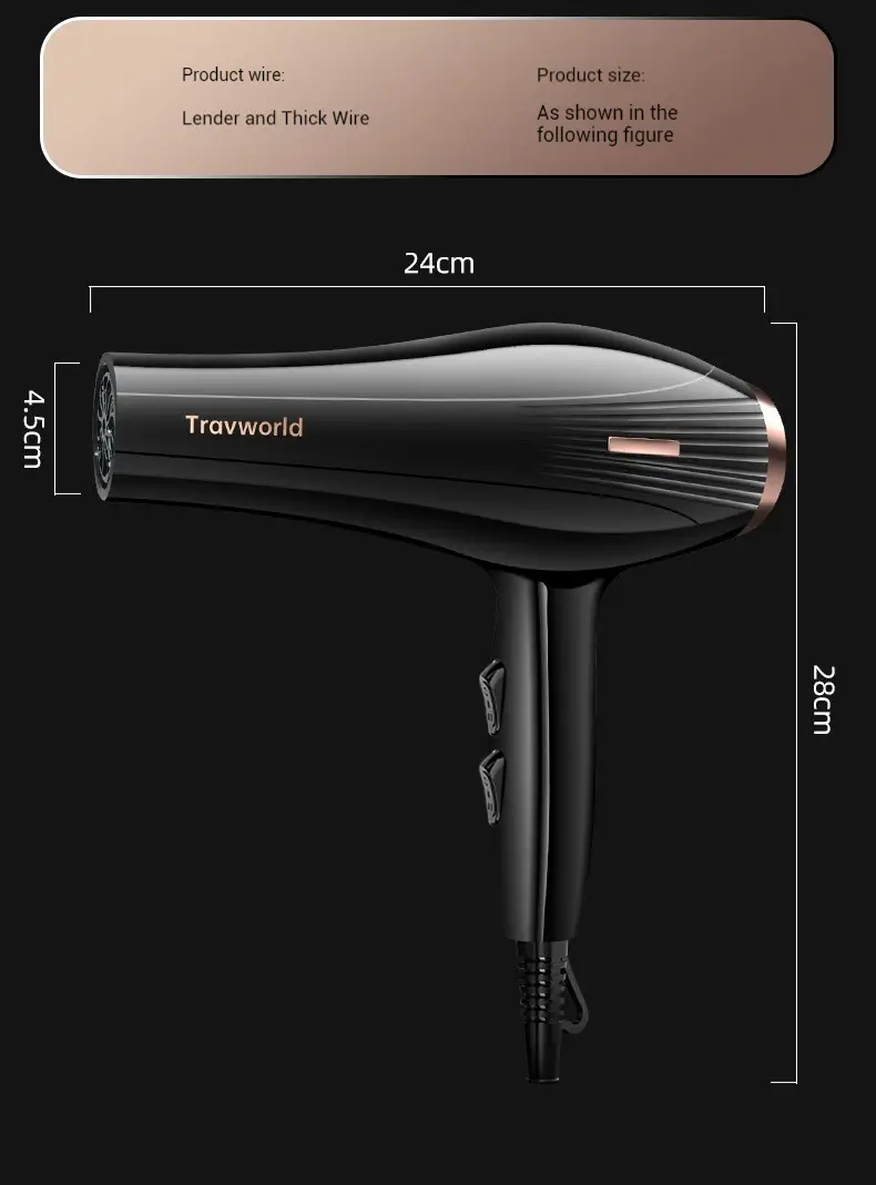 Travworld Black Hair Dryer with 5 Accessories — feature 17