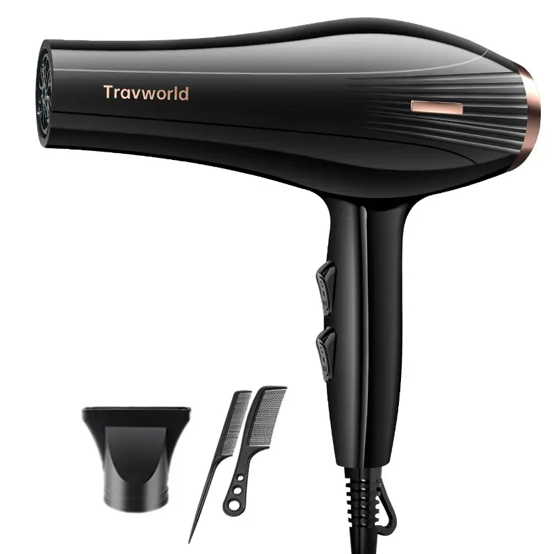 Travworld Black Hair Dryer with 5 Accessories - Image 2