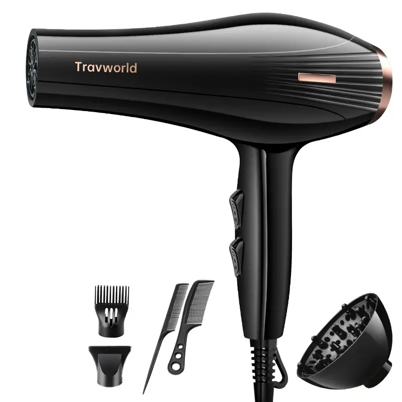 Travworld Black Hair Dryer with 5 Accessories - Image 3