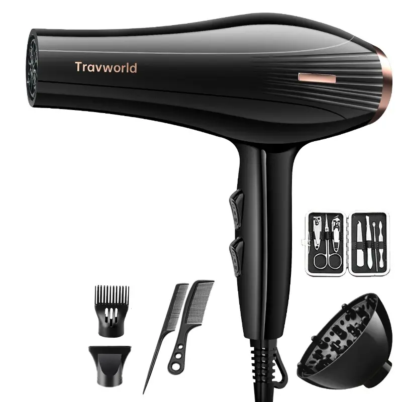 Travworld Black Hair Dryer with 5 Accessories - Image 4