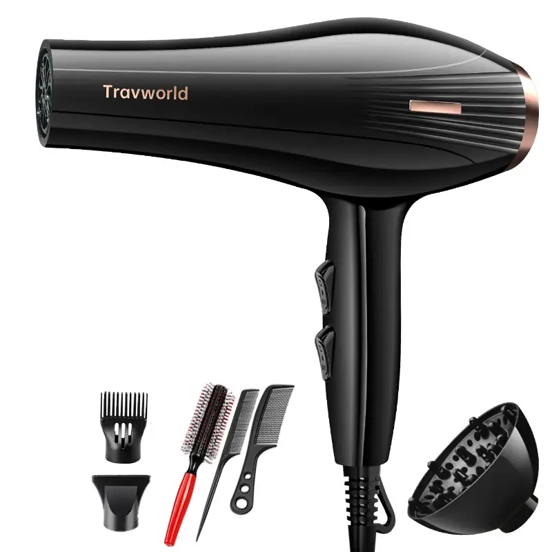Travworld Black Hair Dryer with 5 Accessories - Image 5