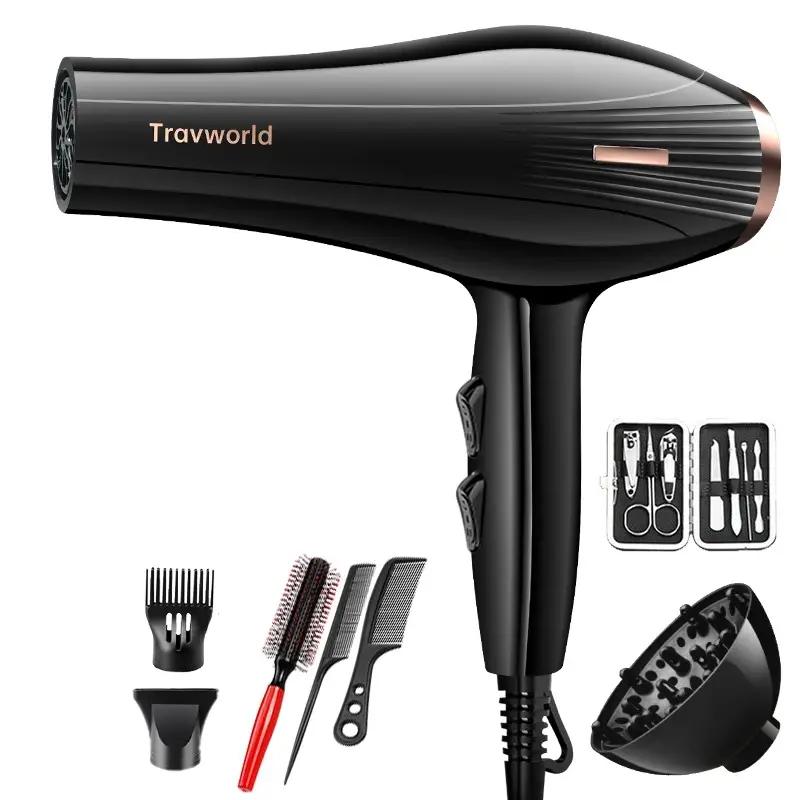 Travworld Black Hair Dryer with 5 Accessories - Image 6