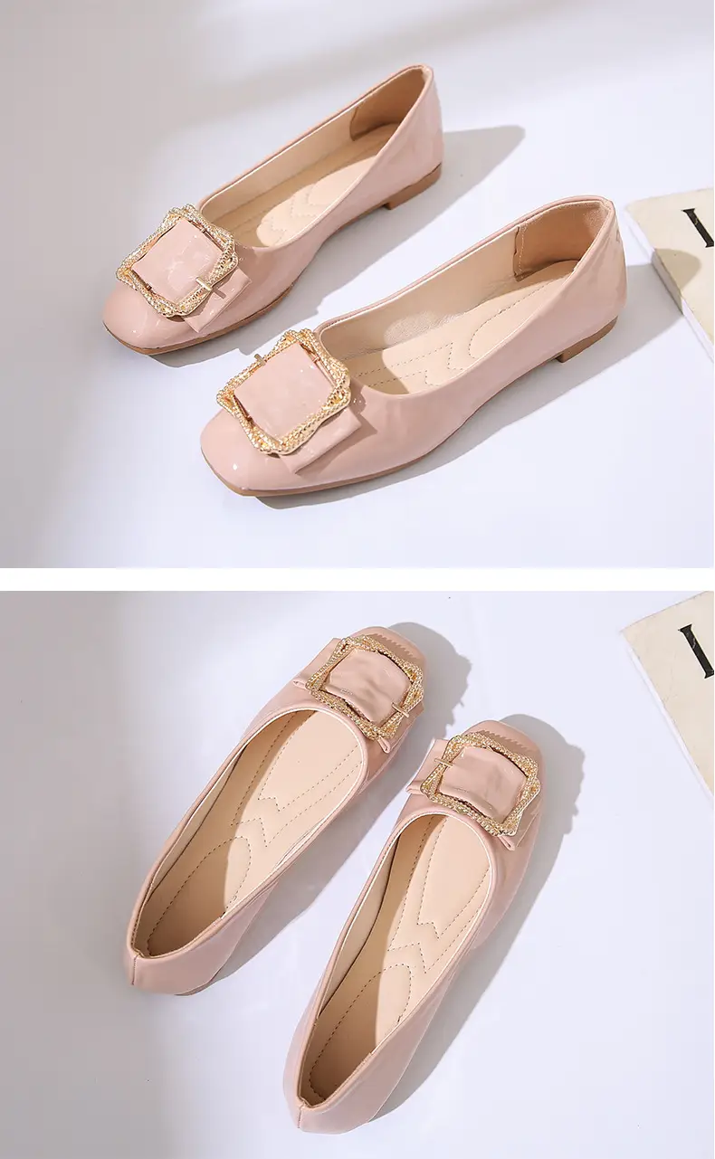 High Heels Women's 2025 New Patent Leather Square Toe Soft Sole Low Heel Beanie Shoes Shallow Mouth Fashion Versatile Thick Heel Flats — feature 14