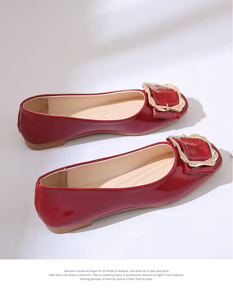 High Heels Women's 2025 New Patent Leather Square Toe Soft Sole Low Heel Beanie Shoes Shallow Mouth Fashion Versatile Thick Heel Flats — feature 16