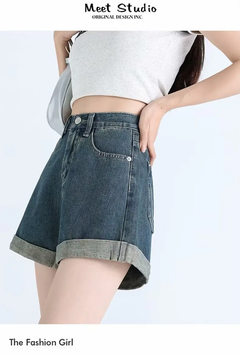 Women's Dark Blue Pear-Shaped High Waist Jeans 2024 — feature 13