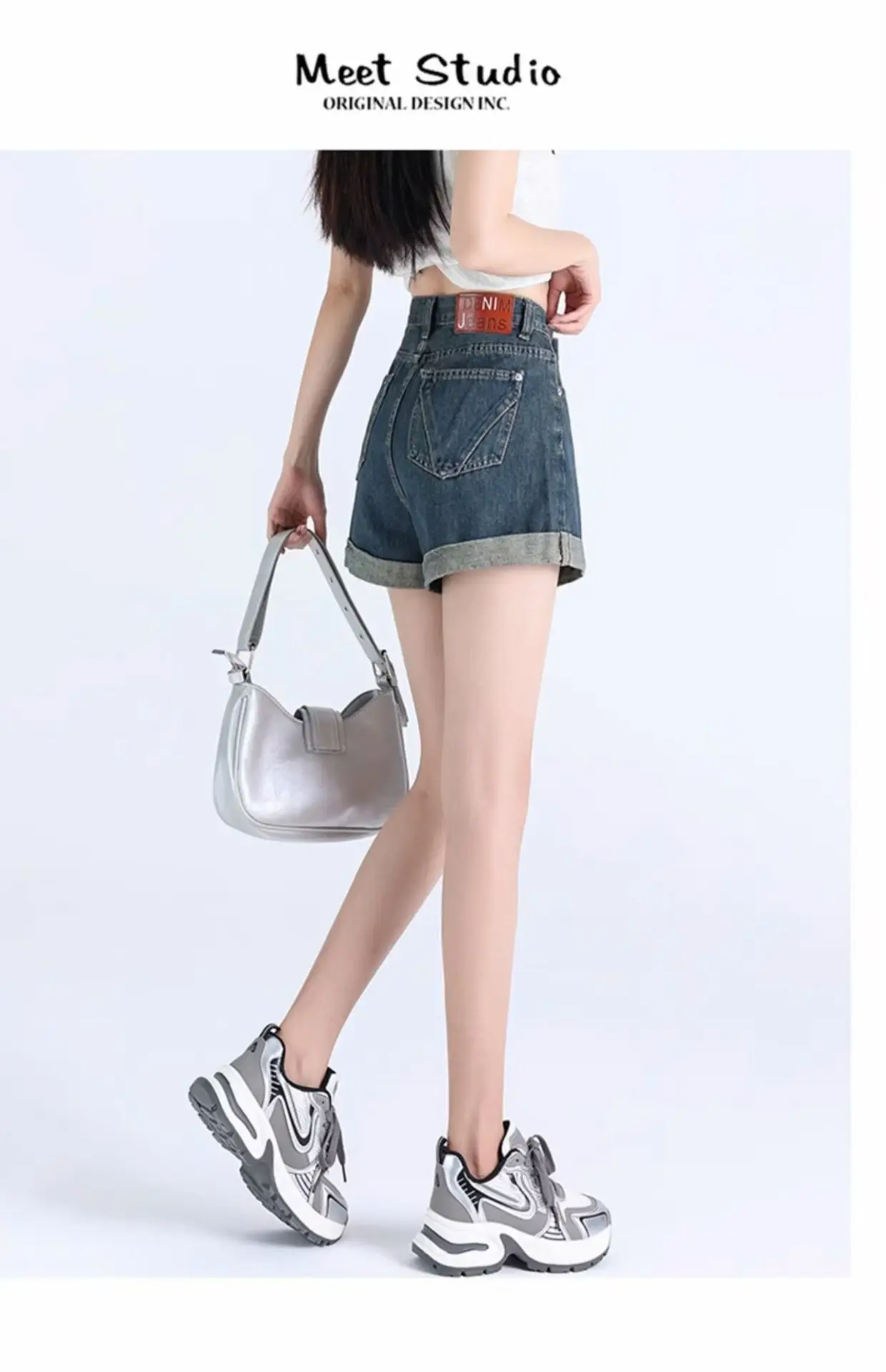 Women's Dark Blue Pear-Shaped High Waist Jeans 2024 — feature 16