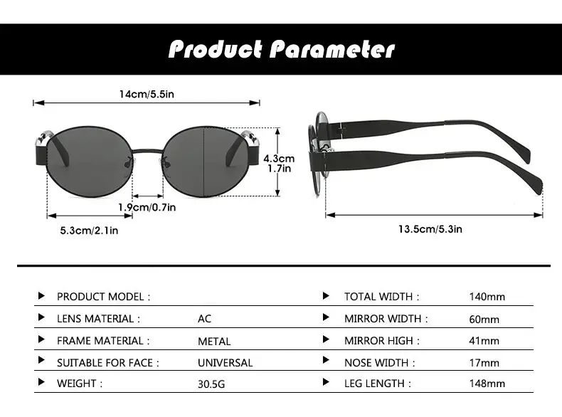 2024 New Metal Oval Sunglasses European American Fashion — feature 16