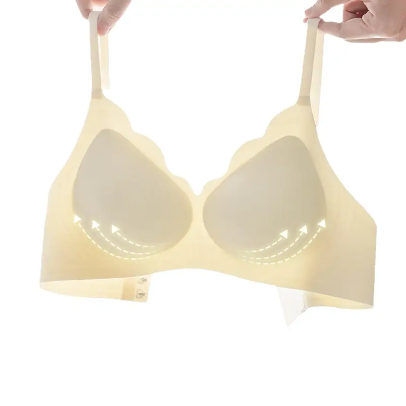 Petal-Edged Jelly Bra Without Underwire, Small Bust Gathering, Thin Side Breast Support, Anti-Sagging, Beautiful Back Bra