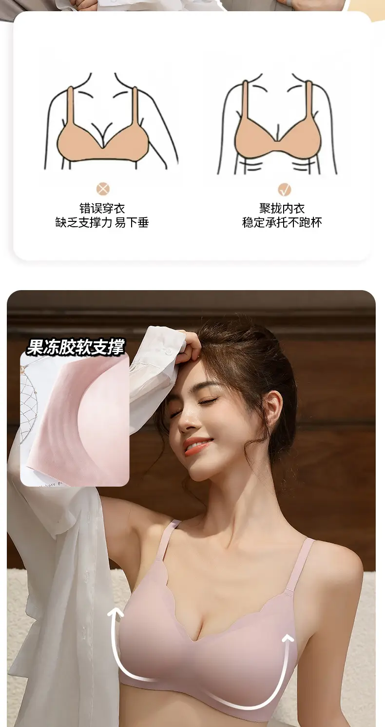 Petal-Edged Jelly Bra Without Underwire, Small Bust Gathering, Thin Side Breast Support, Anti-Sagging, Beautiful Back Bra — feature 2