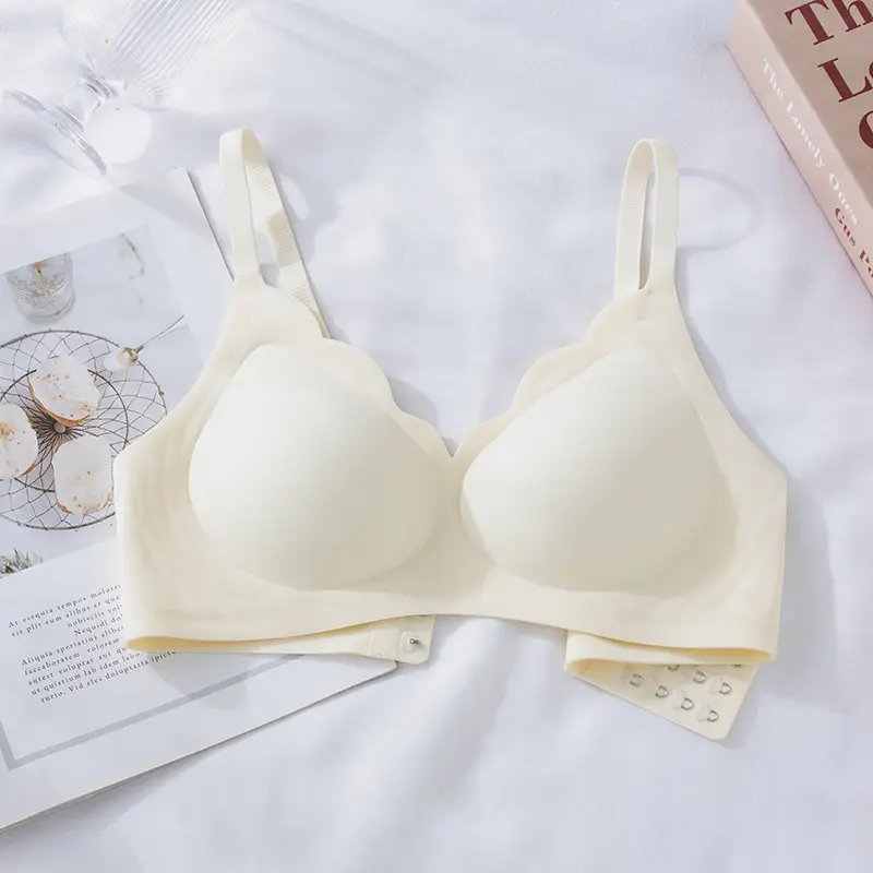 Petal-Edged Jelly Bra Without Underwire, Small Bust Gathering, Thin Side Breast Support, Anti-Sagging, Beautiful Back Bra