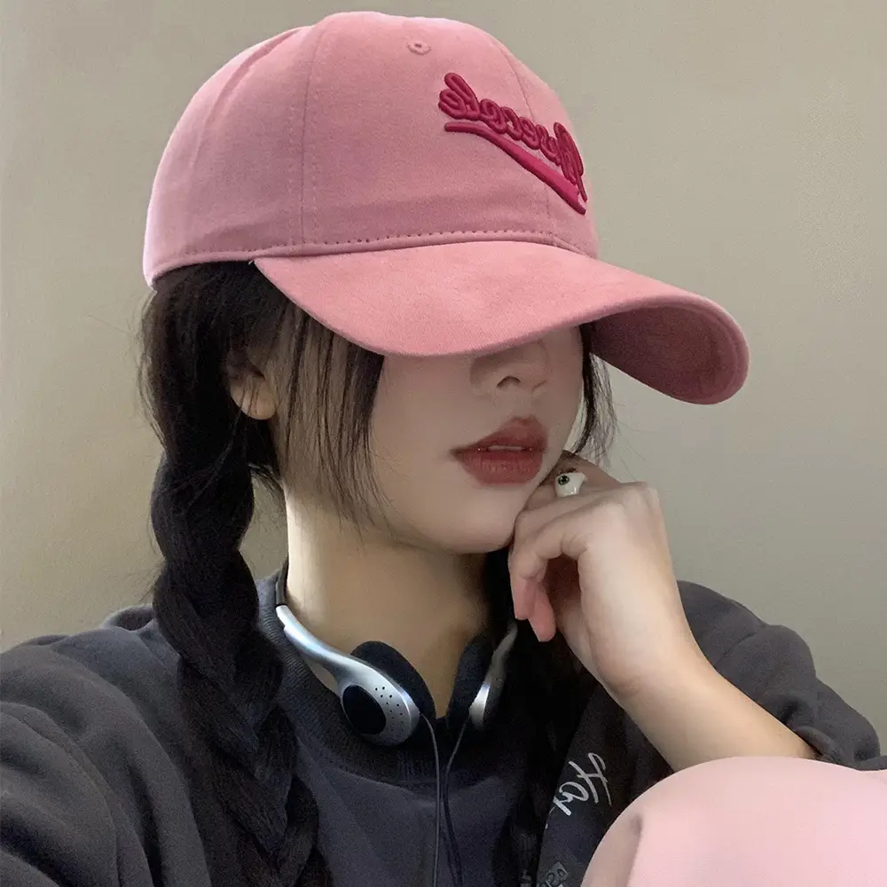 Women's Black Letter Baseball Cap Small Wide Brim - Image 7