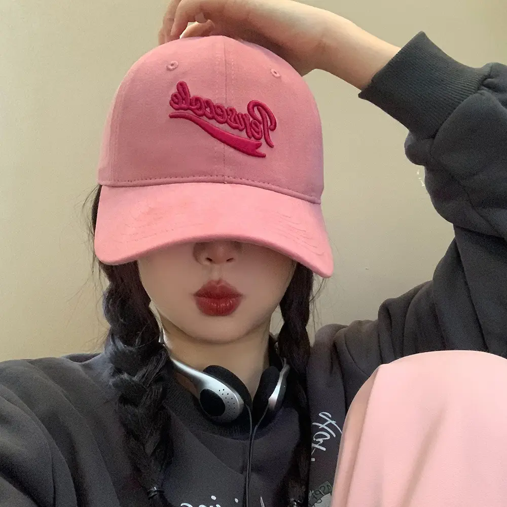 Women's Black Letter Baseball Cap Small Wide Brim - Image 8