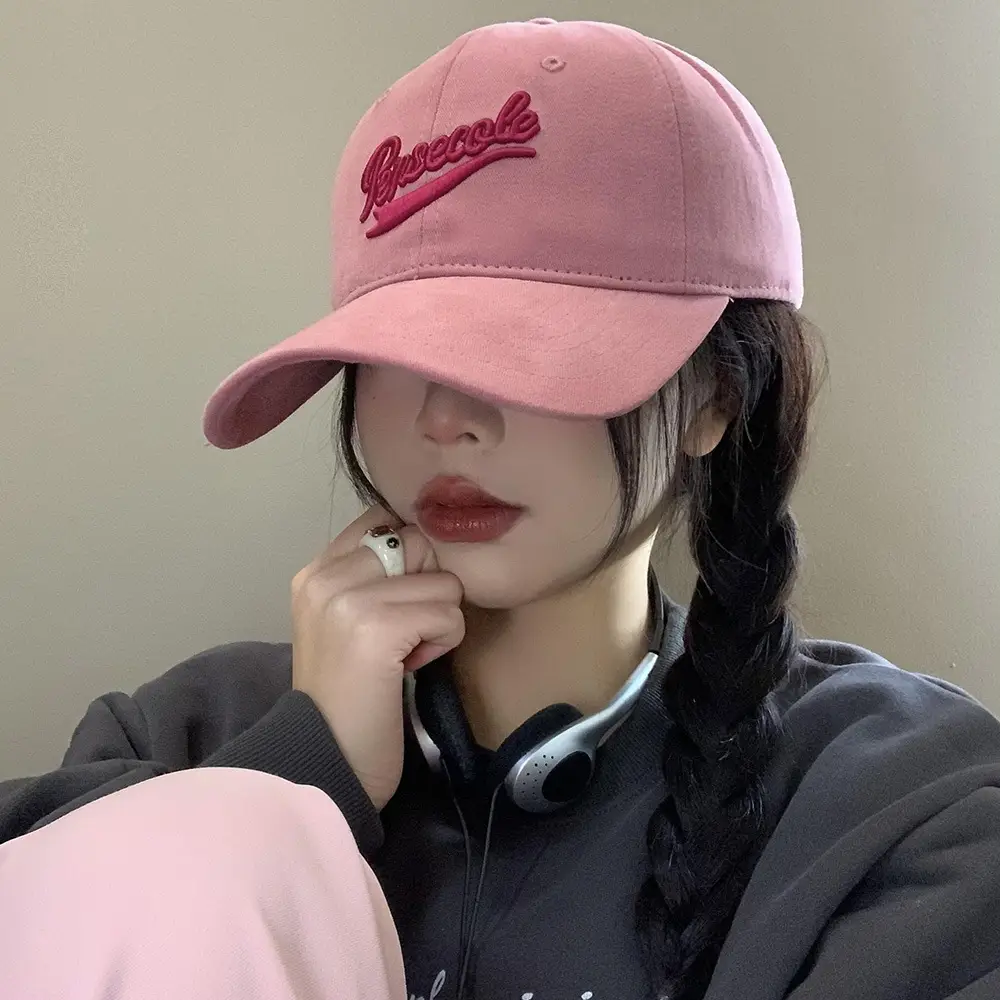 Women's Black Letter Baseball Cap Small Wide Brim - Image 9