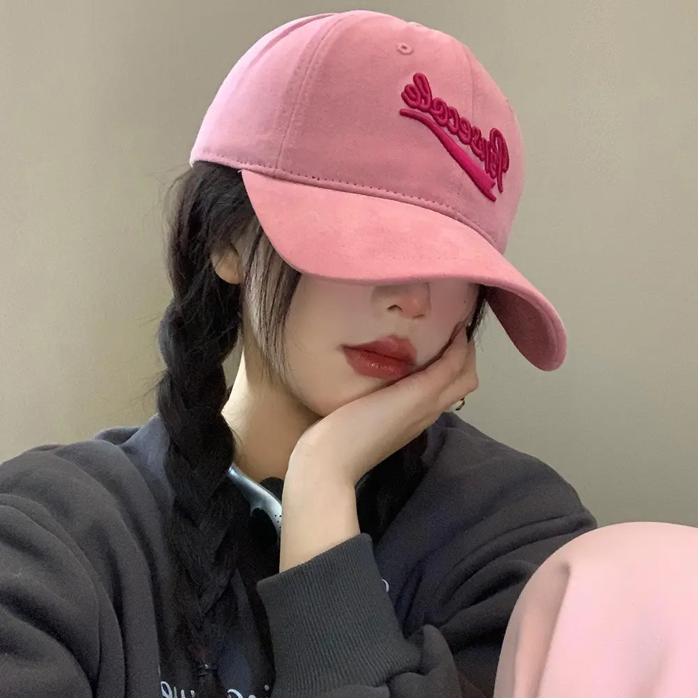 Women's Black Letter Baseball Cap Small Wide Brim - Image 10