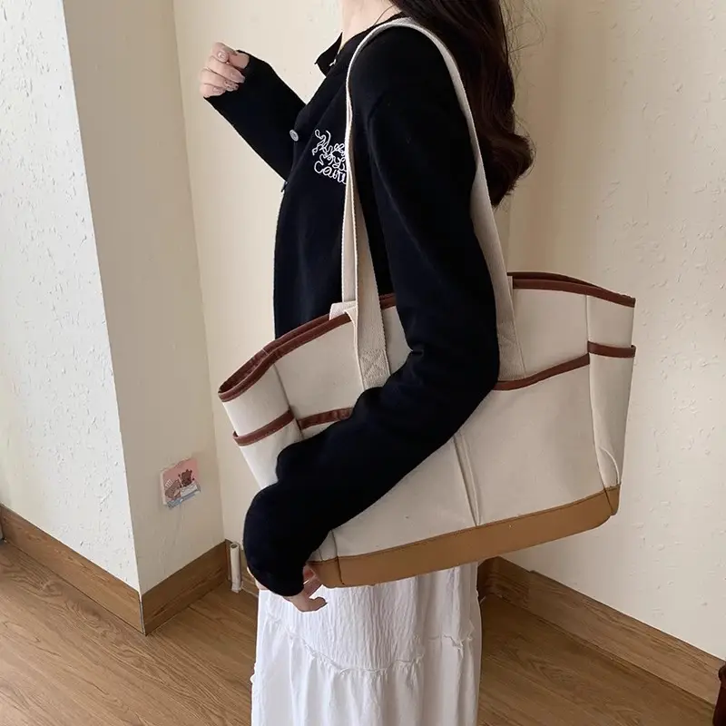 New Style Large Capacity Mummy Bag Casual All-match Shoulder Portable Lightweight Canvas Multi-function Tote Bag - Image 3