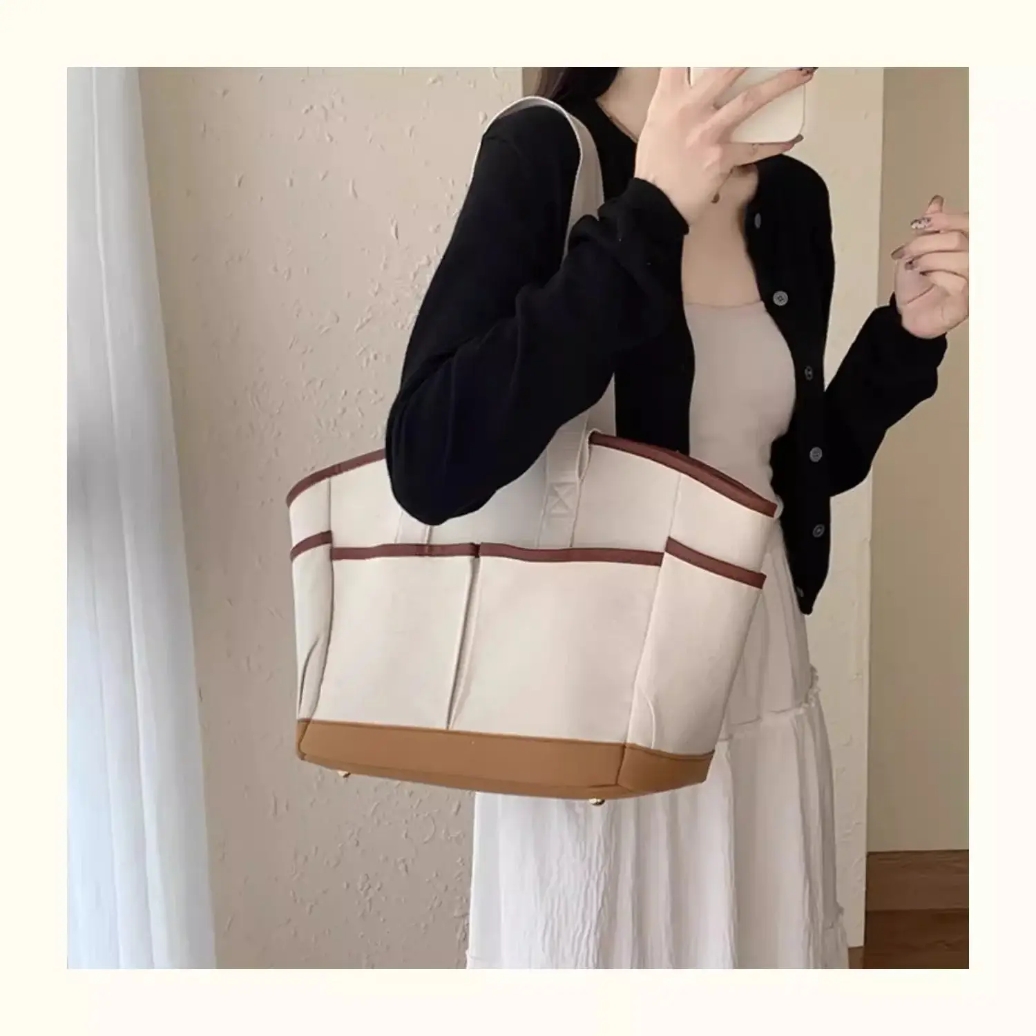 New Style Large Capacity Mummy Bag Casual All-match Shoulder Portable Lightweight Canvas Multi-function Tote Bag — feature 10