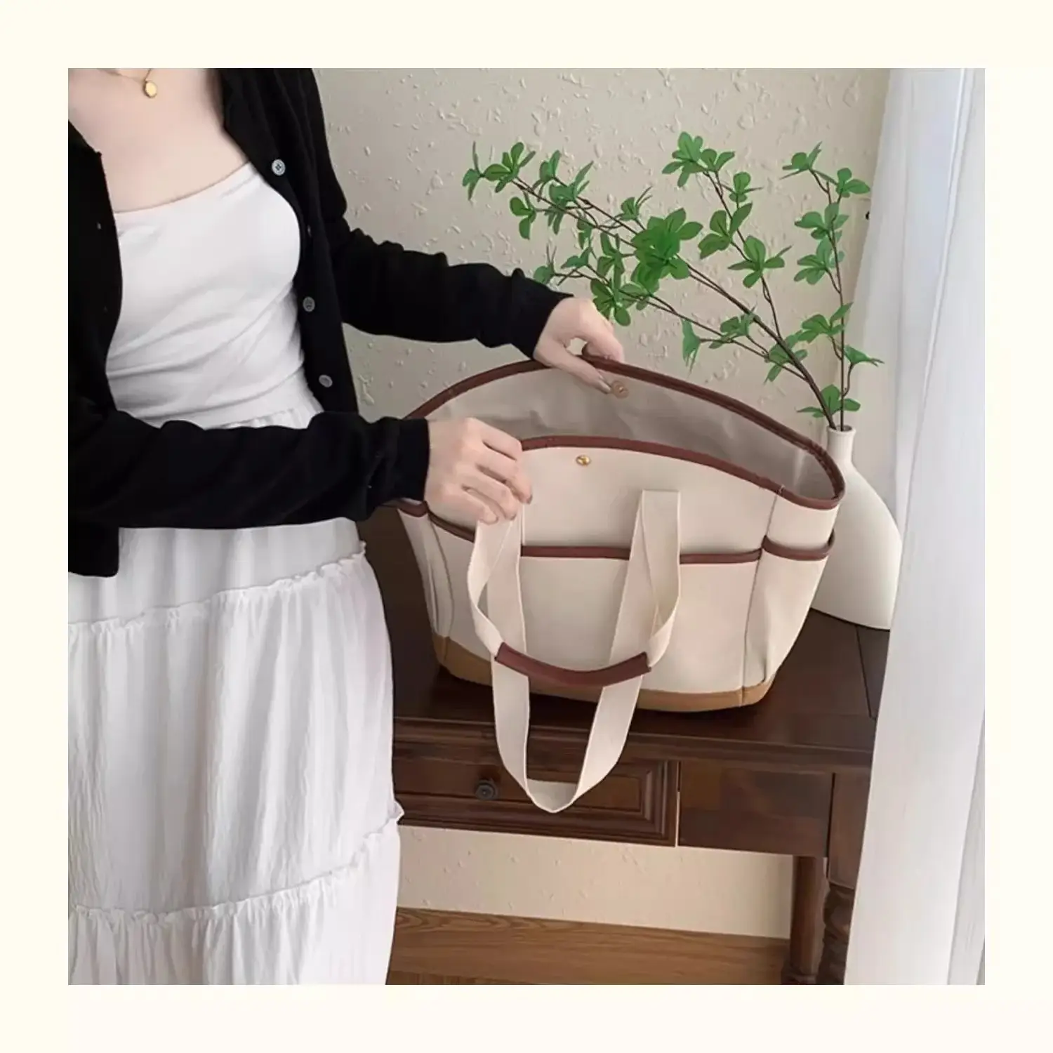 New Style Large Capacity Mummy Bag Casual All-match Shoulder Portable Lightweight Canvas Multi-function Tote Bag — feature 11