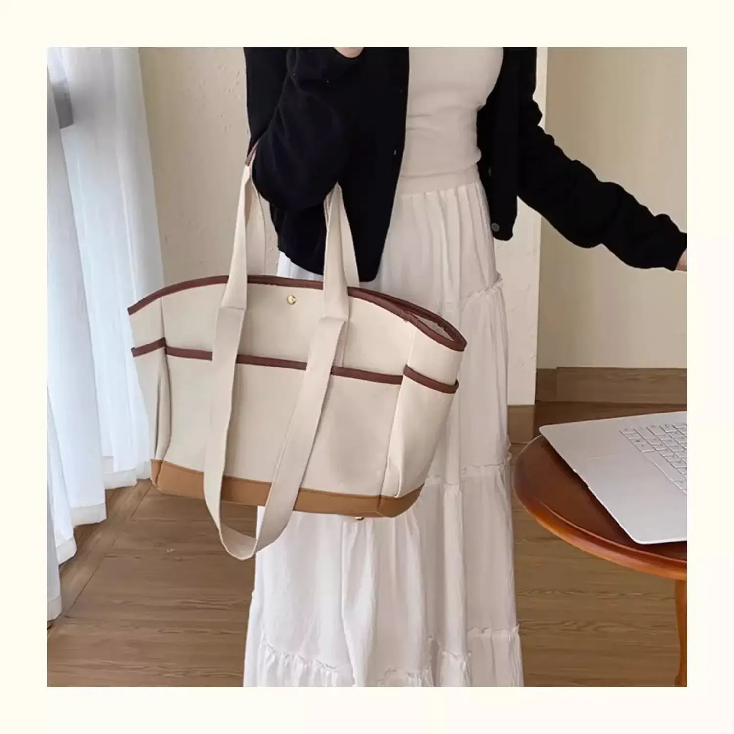 New Style Large Capacity Mummy Bag Casual All-match Shoulder Portable Lightweight Canvas Multi-function Tote Bag — feature 13