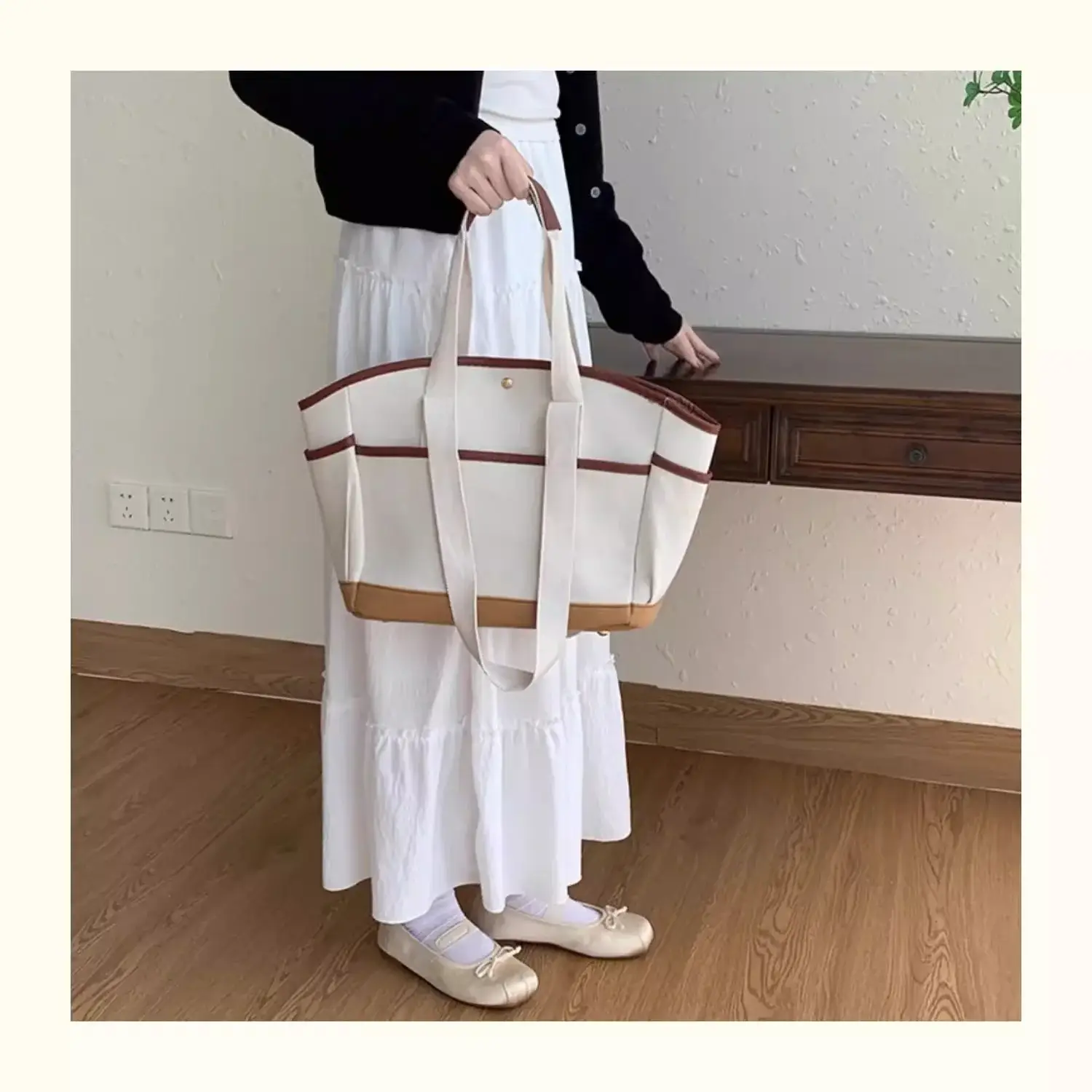 New Style Large Capacity Mummy Bag Casual All-match Shoulder Portable Lightweight Canvas Multi-function Tote Bag — feature 14