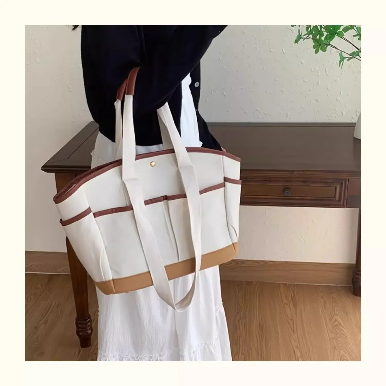New Style Large Capacity Mummy Bag Casual All-match Shoulder Portable Lightweight Canvas Multi-function Tote Bag — feature 15