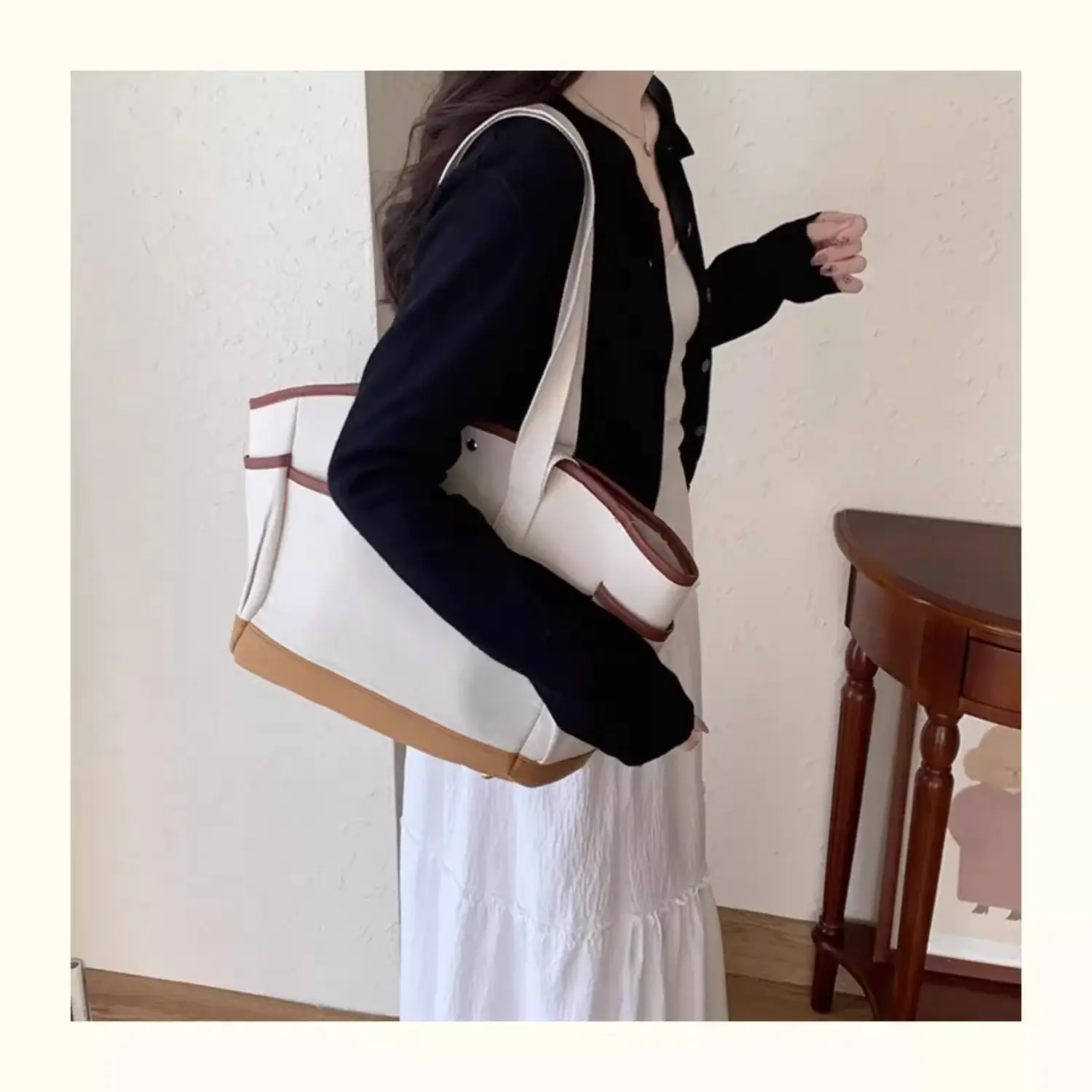 New Style Large Capacity Mummy Bag Casual All-match Shoulder Portable Lightweight Canvas Multi-function Tote Bag — feature 16