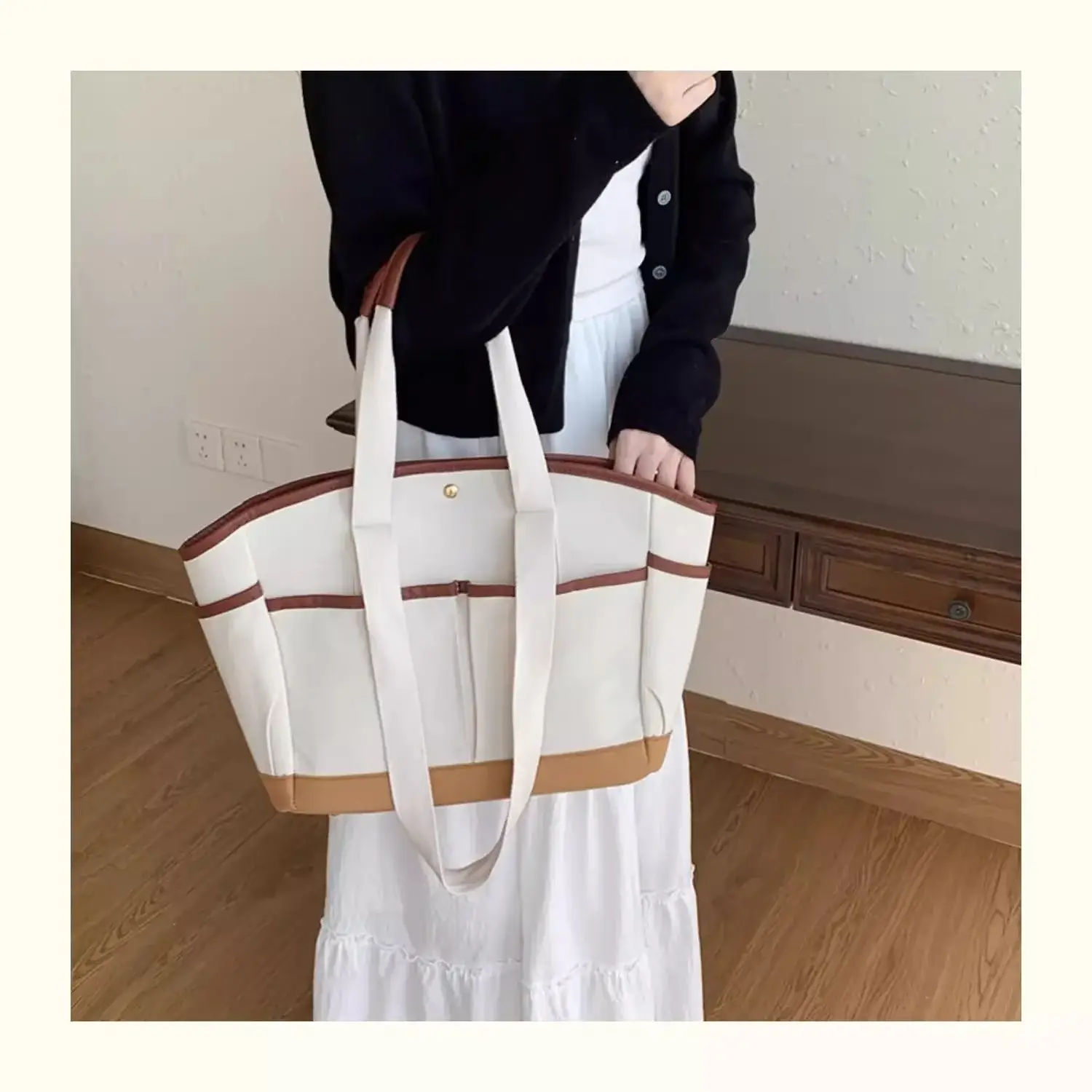 New Style Large Capacity Mummy Bag Casual All-match Shoulder Portable Lightweight Canvas Multi-function Tote Bag — feature 5