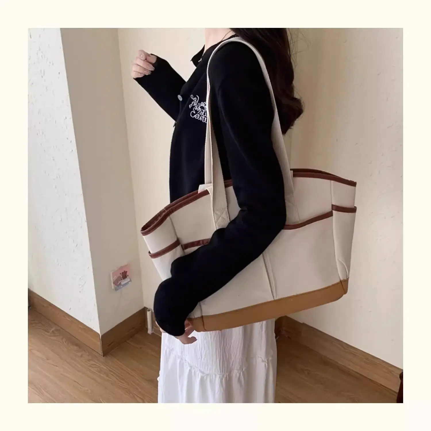 New Style Large Capacity Mummy Bag Casual All-match Shoulder Portable Lightweight Canvas Multi-function Tote Bag — feature 6