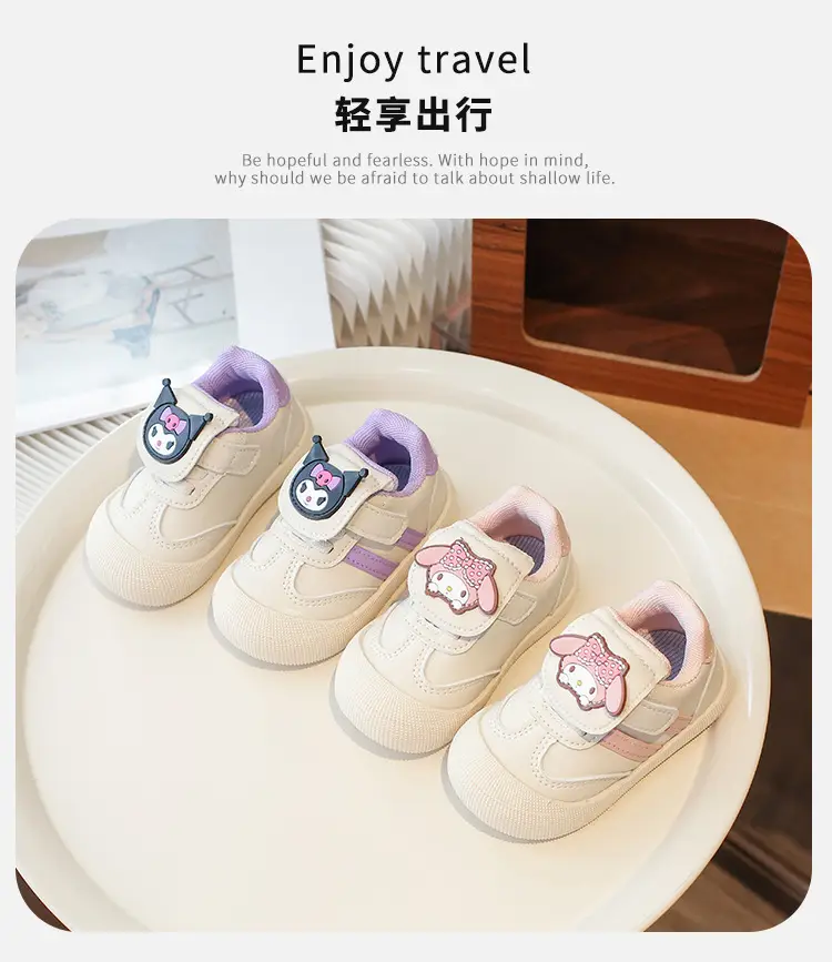 Pink Cartoon Baby Sneakers with Velcro Closure — feature 1